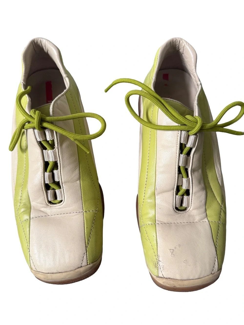 Vintage Prada Sport Linea Rossa Sneakers 38.5 US 8.5 Green Cream Y2K